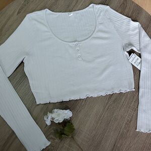 Crop Henley Top - Grey Fog | BP.